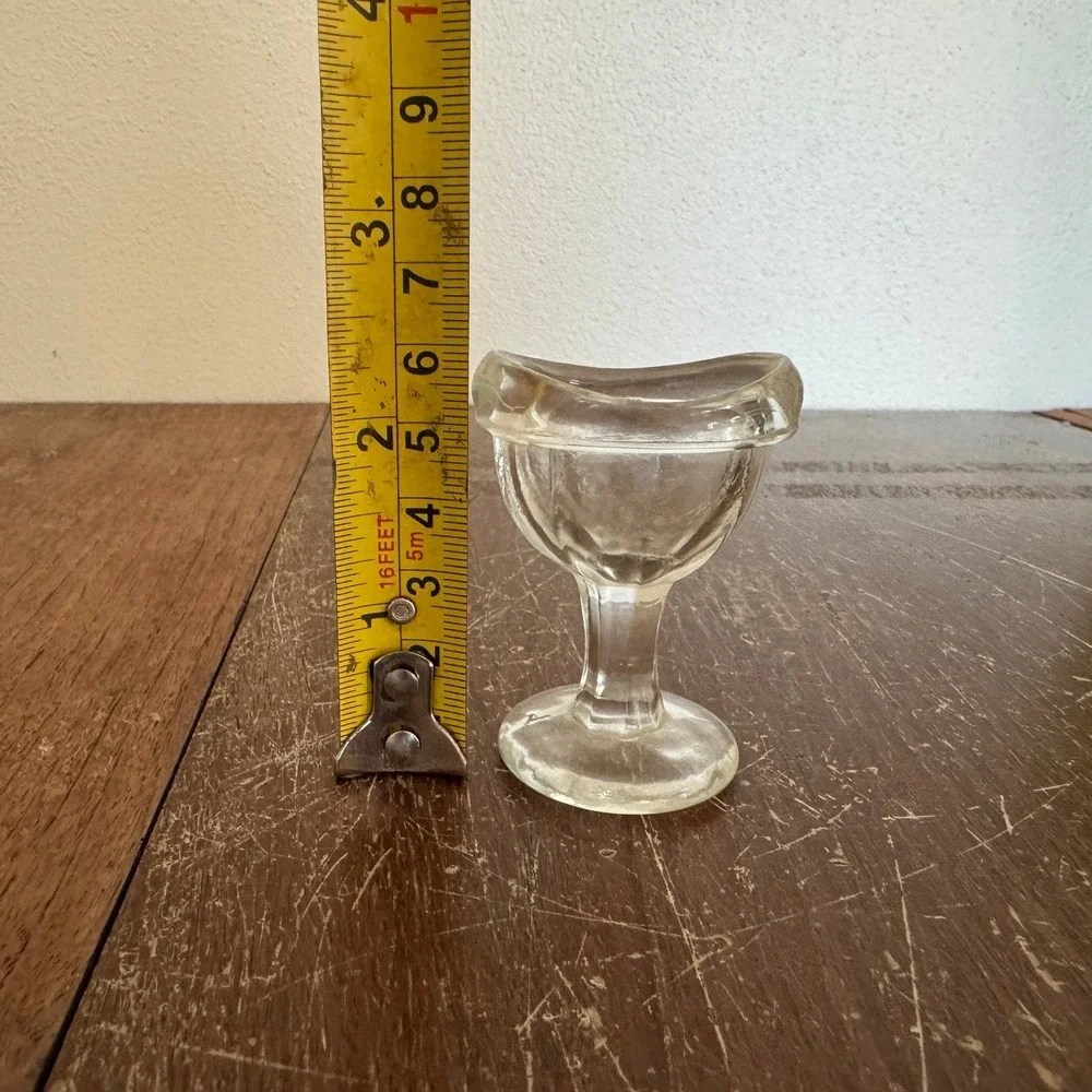 Vintage Glass Eye Wash Cup‎ Clear Pedestal Optical Marked G on bottom